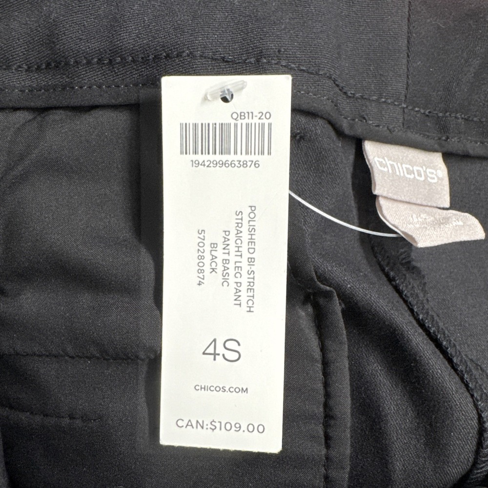 Chico's 4S Black Bi-Stretch Straight Leg Career‎ Pants Short NWT - Picture 7 of 13
